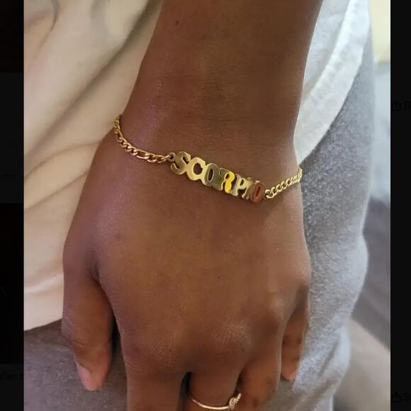 - ⭐️10k Gold Constellation Nameplate Bracelet / Anklet Figaro Style Chain - Picture 16 of 16